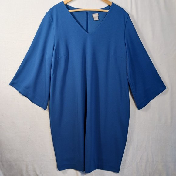Chico's, Duchess Blue, Solid Full Cut Dress. Chicos size 3, or U.S. size 16/XL - Picture 4 of 10